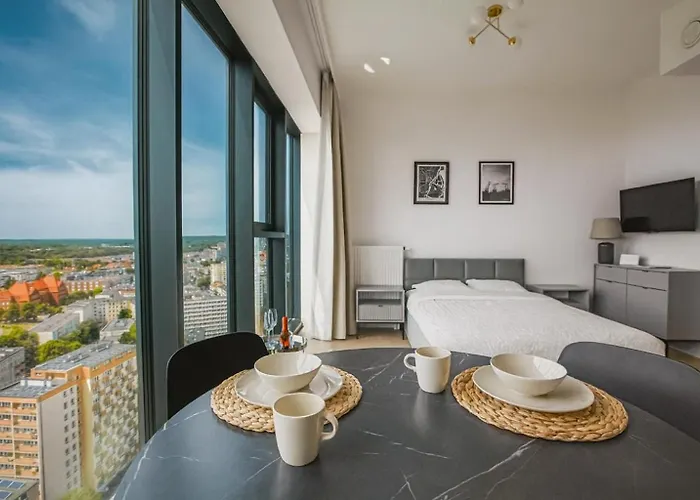 Apartament Luksusowy Z Widokiem, Basenem I Sauną Hanza Tower