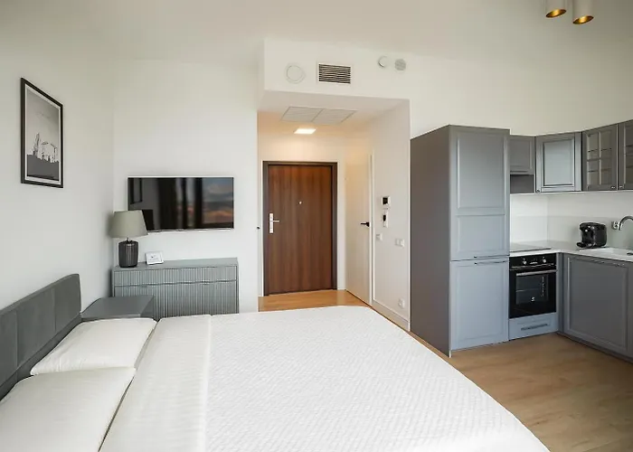 Апартаменты Luksusowy Z Widokiem, Basenem I Sauna Hanza Tower 19th Floor